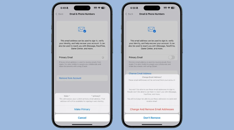 广德苹果手机维修分享苹果 iOS 18.1 支持设置“主要”邮箱地址并更改 iCloud 邮箱 