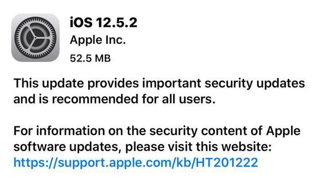 广德苹果手机维修分享iOS12.5.2发布，建议所有老苹果用户安装 